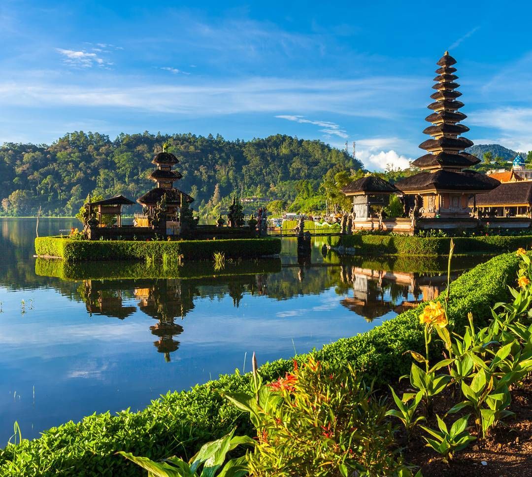 Mountain view over winding river